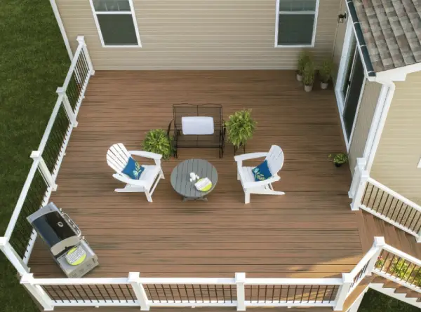 terrace with wooden chairs