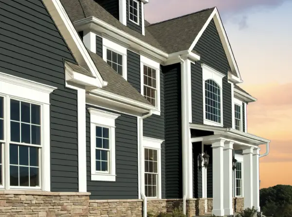 Architectural Details Clay Tile Roof and Circular Beams.